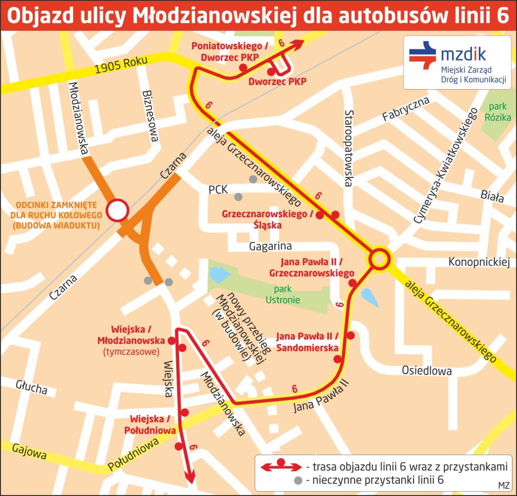 Objazd-Mlodzianowska-bus