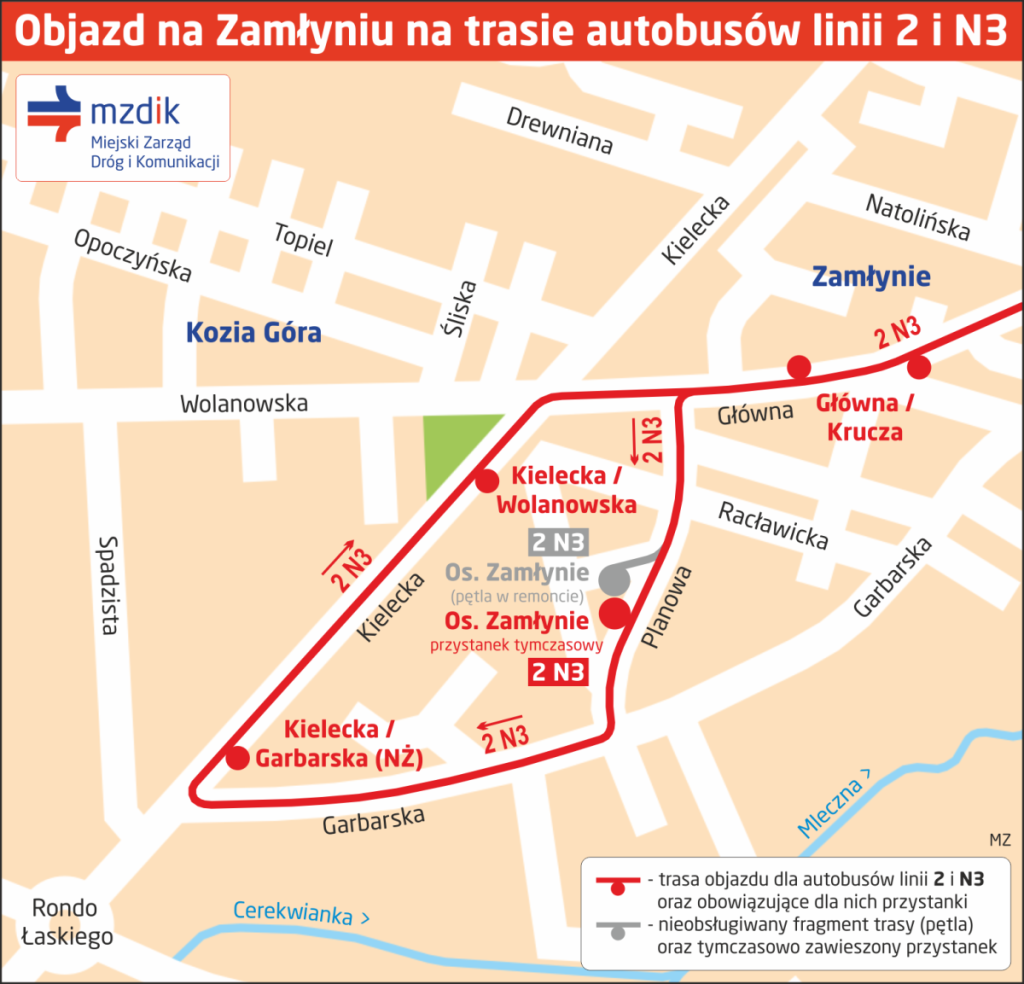 Przebudowa pętli autobusowych na Zamłyniu i Pruszakowie. Zostaną one do odwołania zamknięte dla ruchu