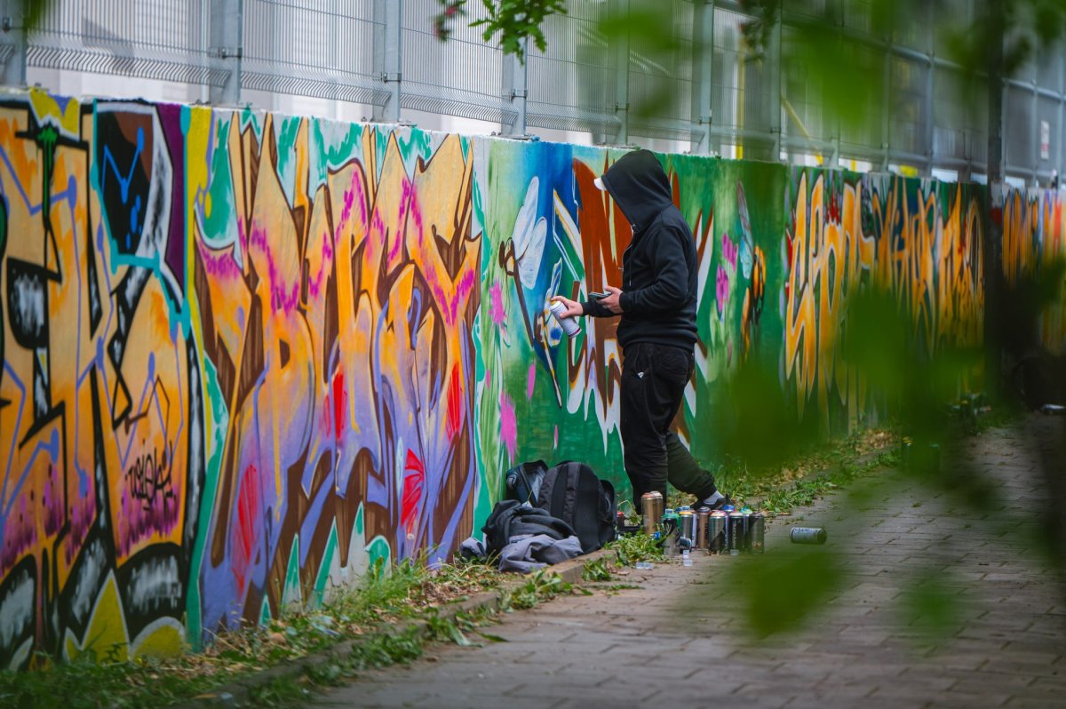 Street art w Parku Leśniczówka, mural na pobliskim bloku. Do Radomia powraca JAMÓWKA
