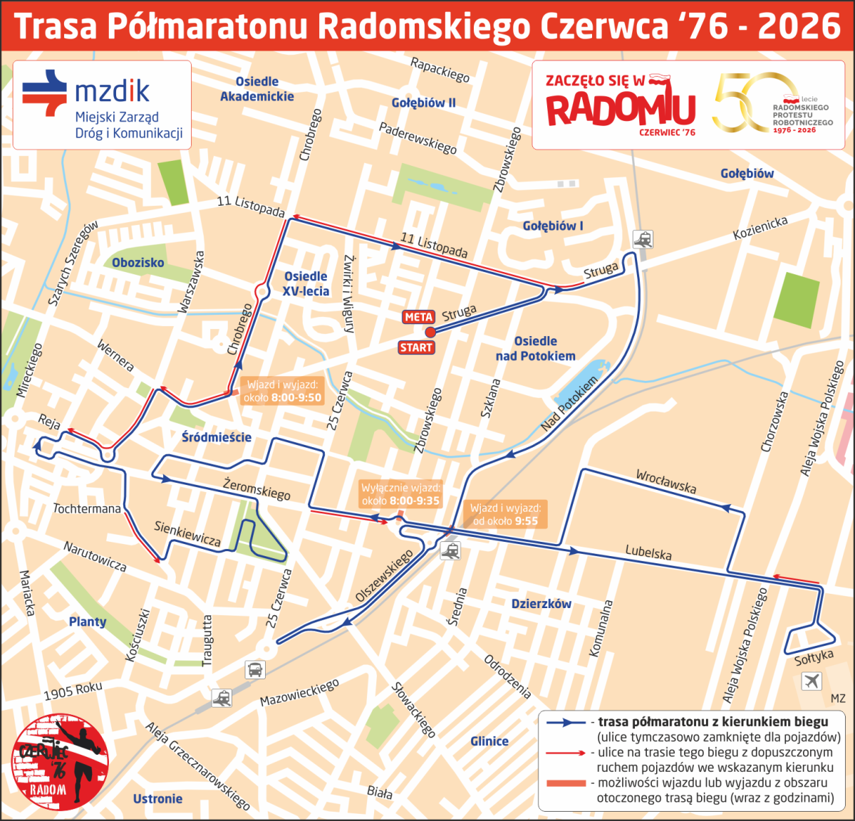 Półmaraton Radomskiego Czerwca ’76. W niedziele będą utrudnienia w ruchu kołowym i komunikacji miejskiej