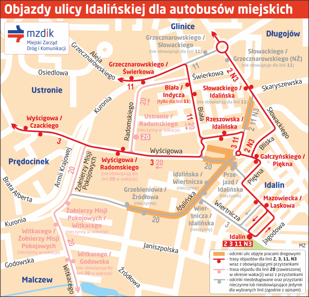 Przebudowa ul. Idalińskiej. Zamkną odcinki ulic Wyścigowej i Przejazd, otworzą Idalińskiej i Gałczyńskiego